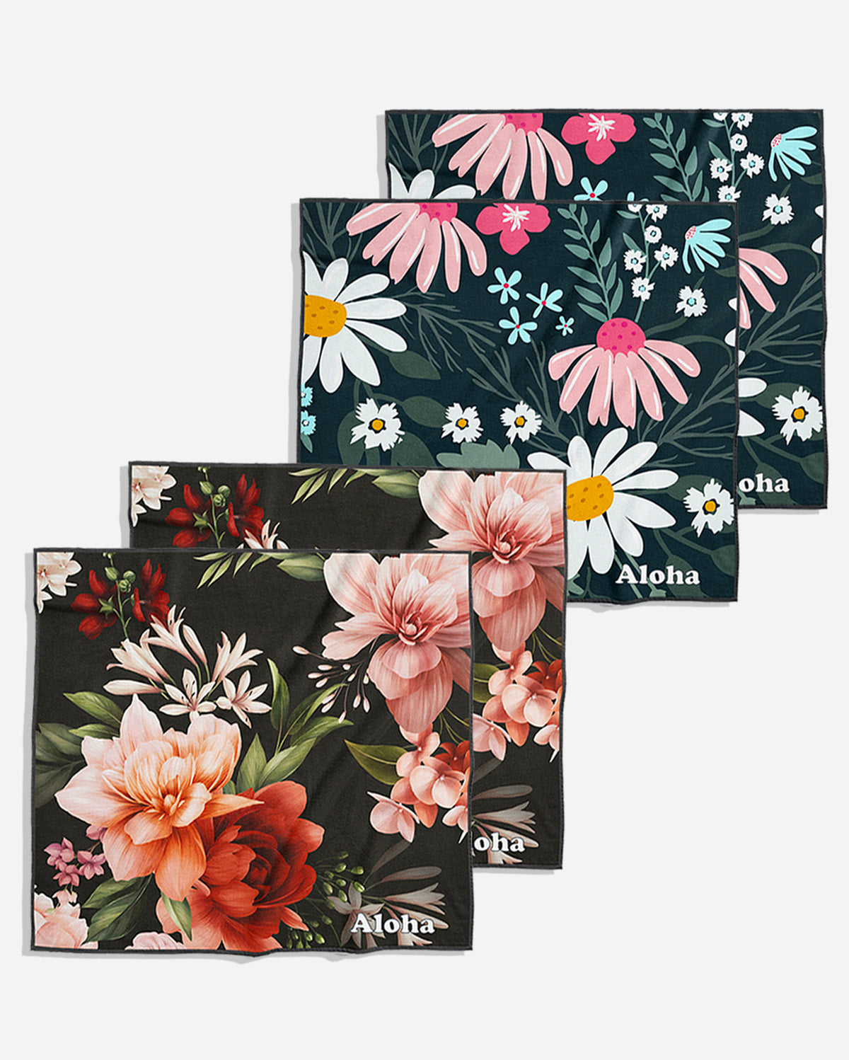 Linges de nettoyage Floral et Jardin de nuit | Ensemble de 4