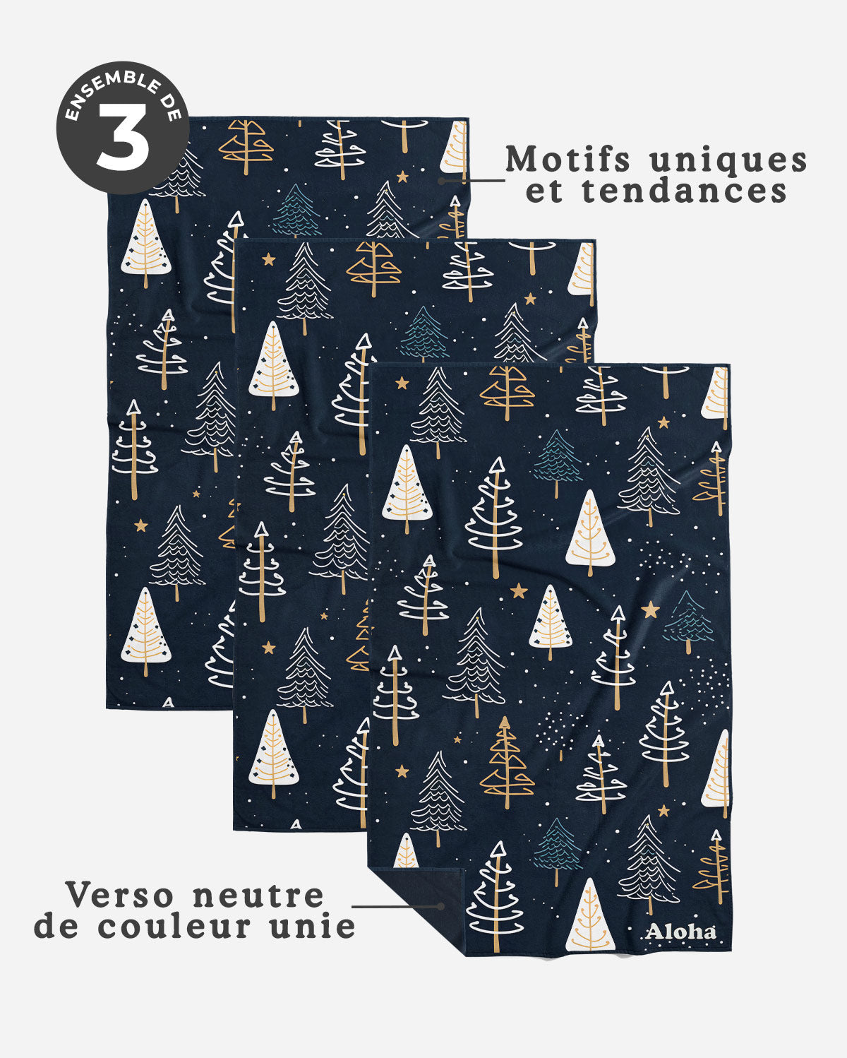 Linges à vaisselle Sapin | Ensemble de 3