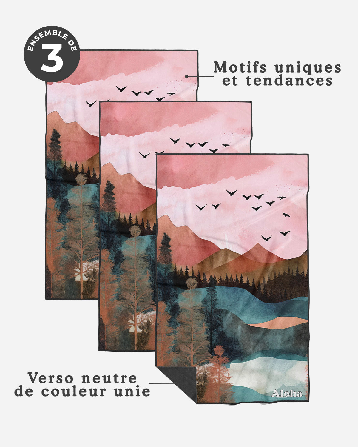 Linges à vaisselle Moraine | Ensemble de 3