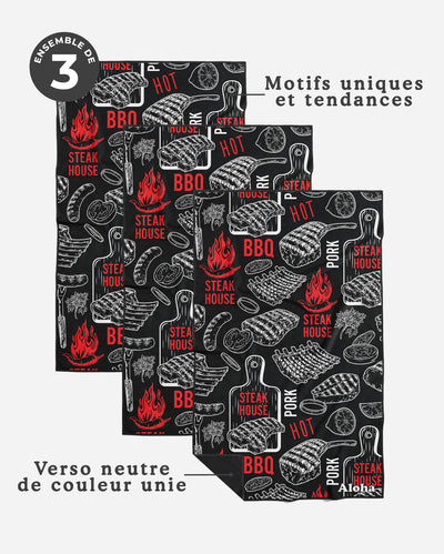 Linges à vaisselle BBQ | Ensemble de 3