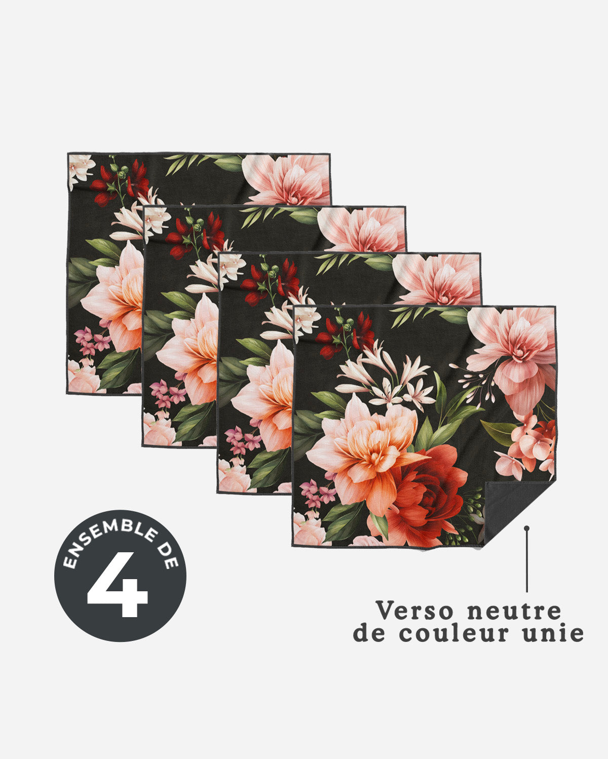 Linges de nettoyage Floral | Ensemble de 4