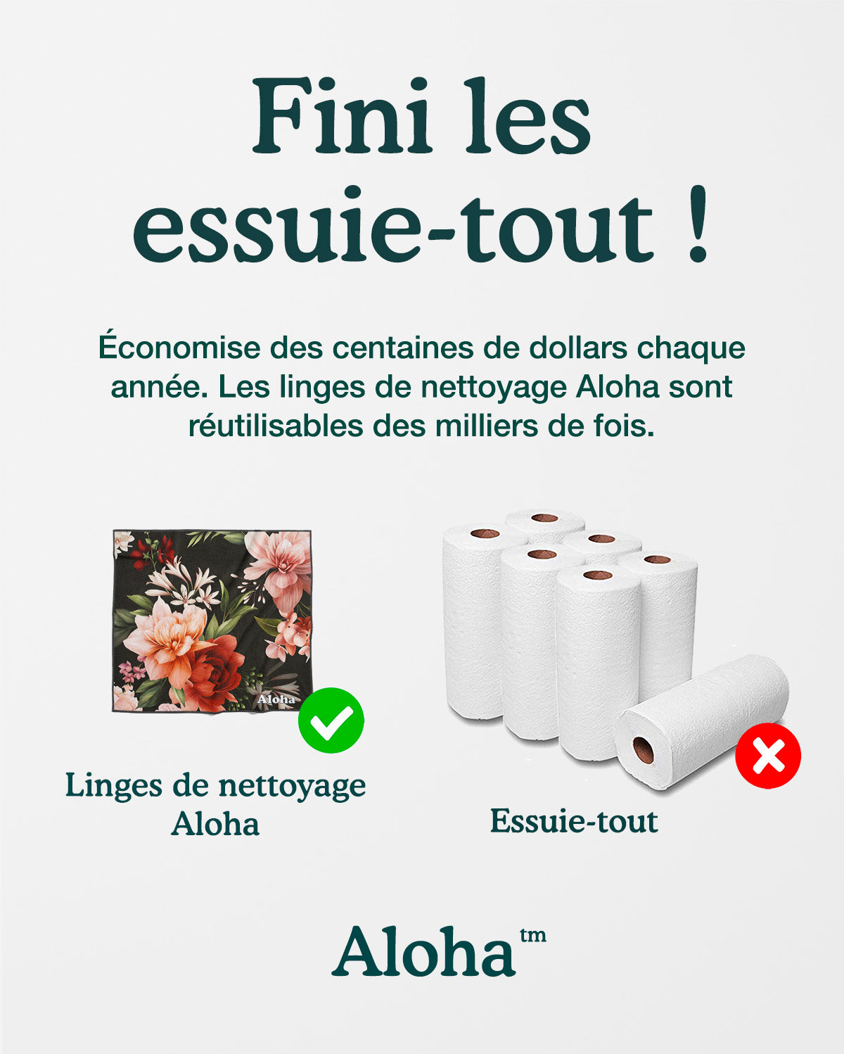 Linges de nettoyage Floral et Jardin de nuit | Ensemble de 4