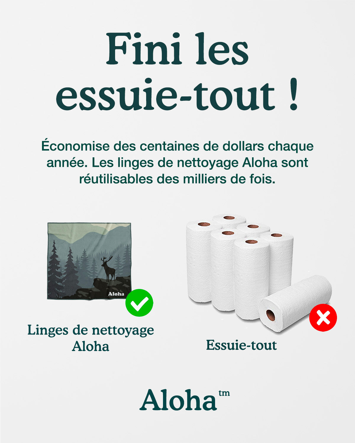 Linges de nettoyage Forêt | Ensemble de 4