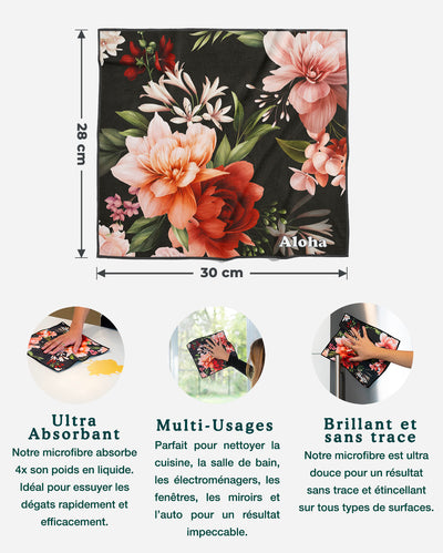 Linges de nettoyage Floral et Jardin de nuit | Ensemble de 4