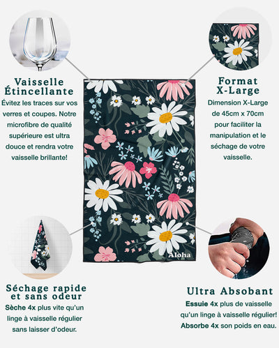 Linges à vaisselle Floral et Jardin de nuit | Duo mixte