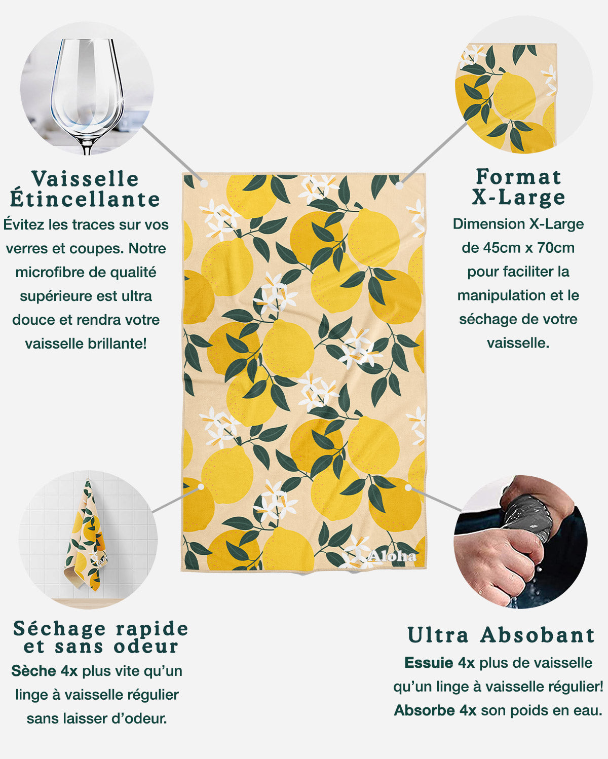 Linges à vaisselle Sunny lemon et Citron | Duo mixte