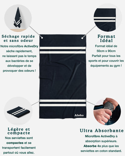 Serviettes de Gym Stripe | Ensemble de 2