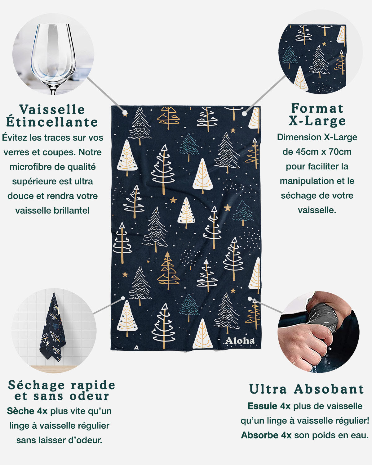 Linges à vaisselle Sapin | Ensemble de 3